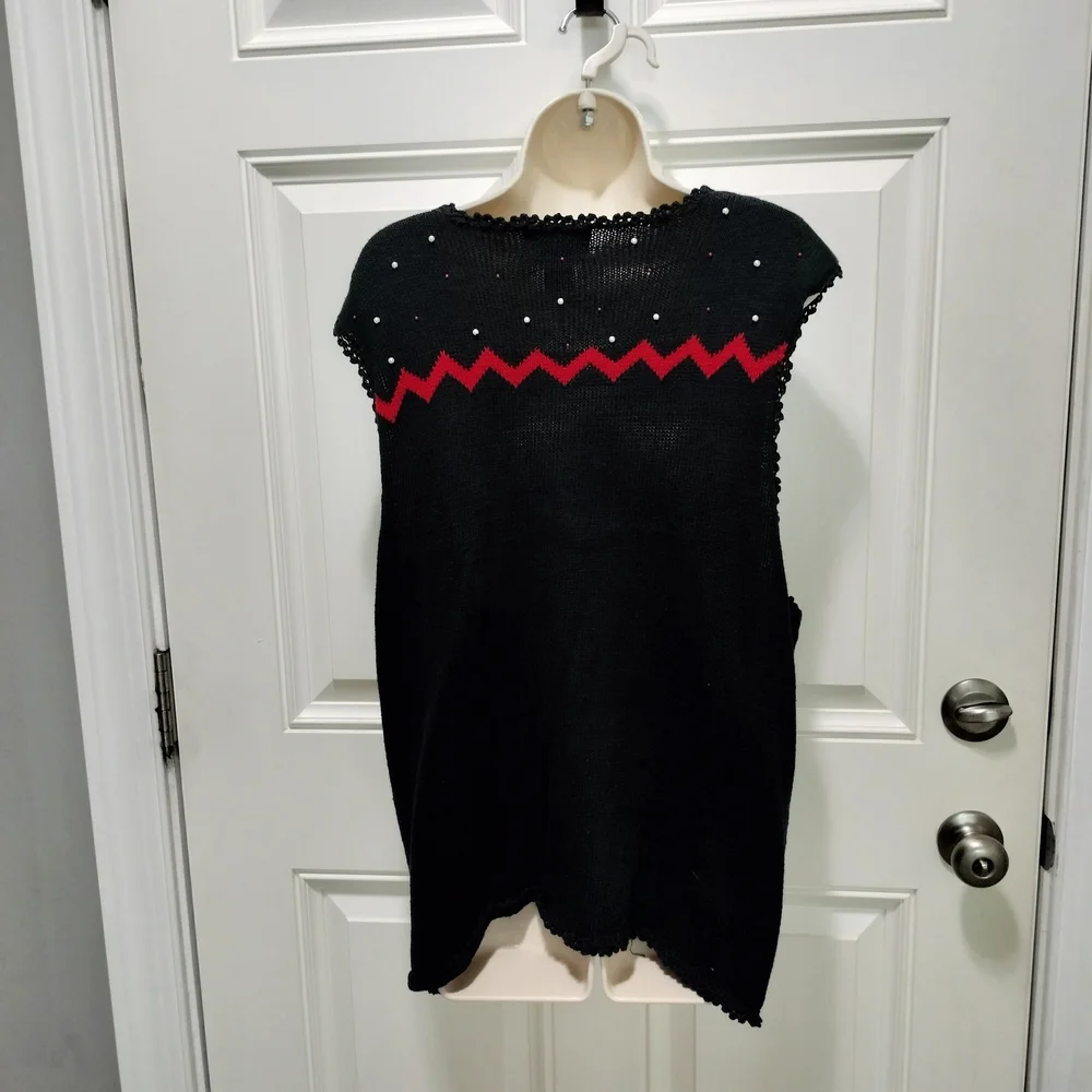 Celebration Wear Planet And Company Festive Black Cardigan with Holiday Accents - Picture 8 of 9